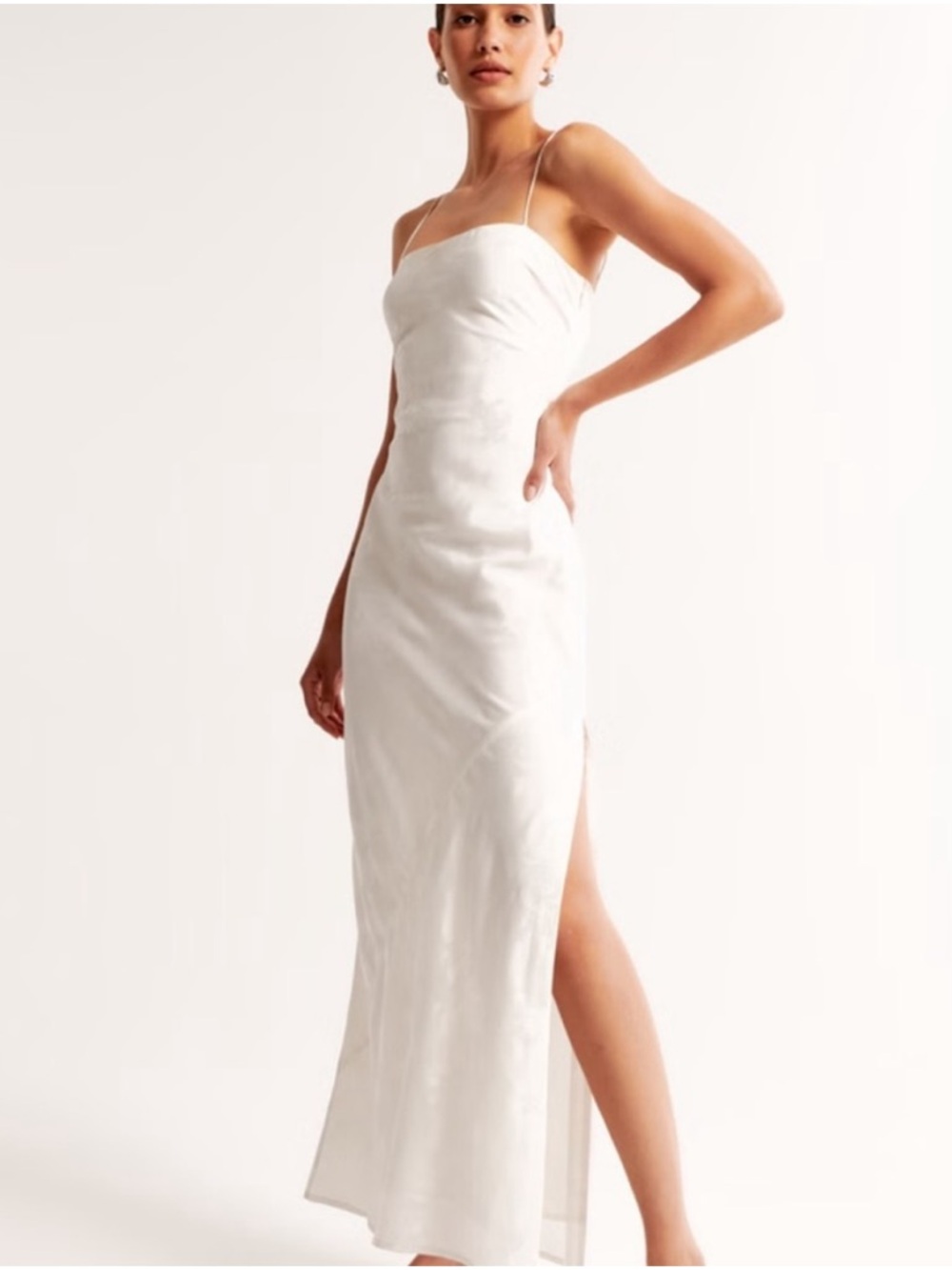 The A&F Julia Slip Satin Jacquard Maxi Dress